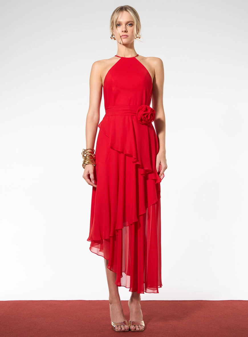 Vestido Midi Camadas Assimétricas