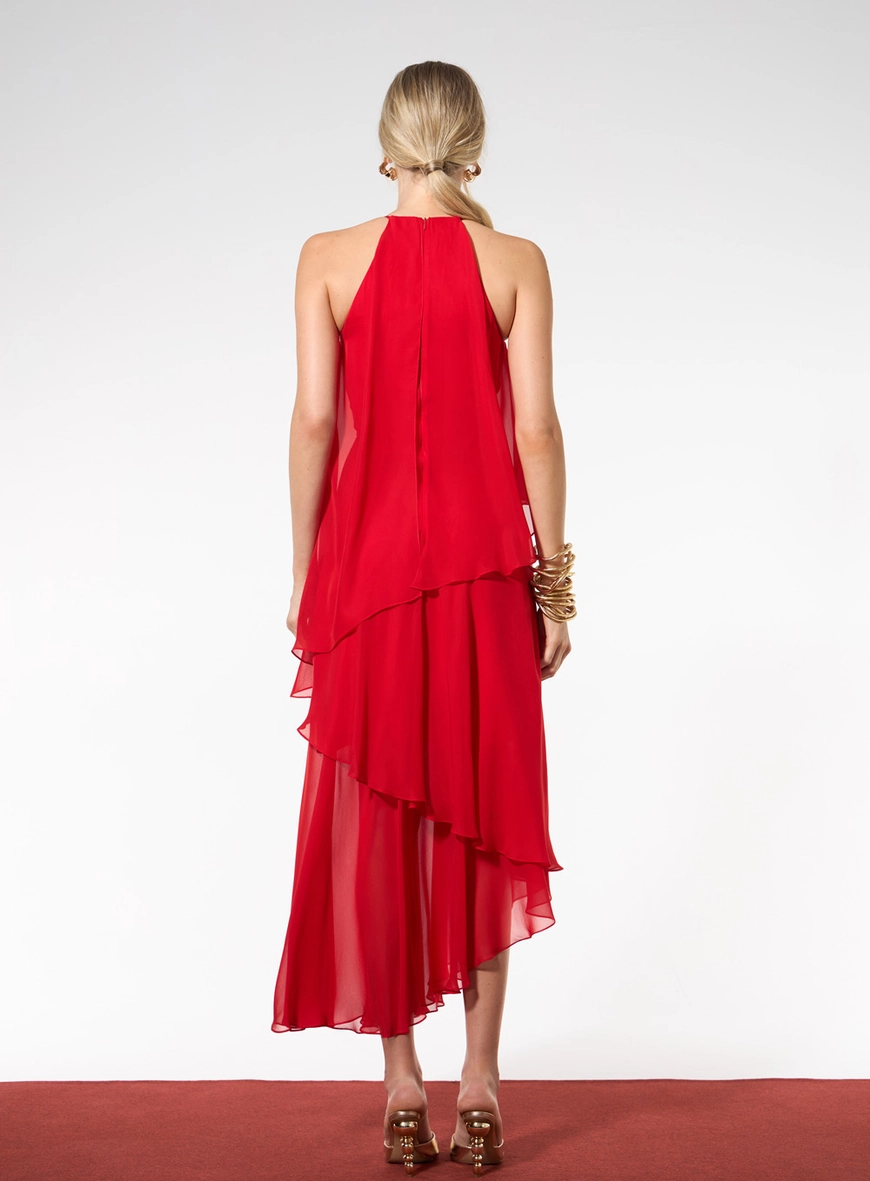 Vestido Midi Camadas Assimétricas