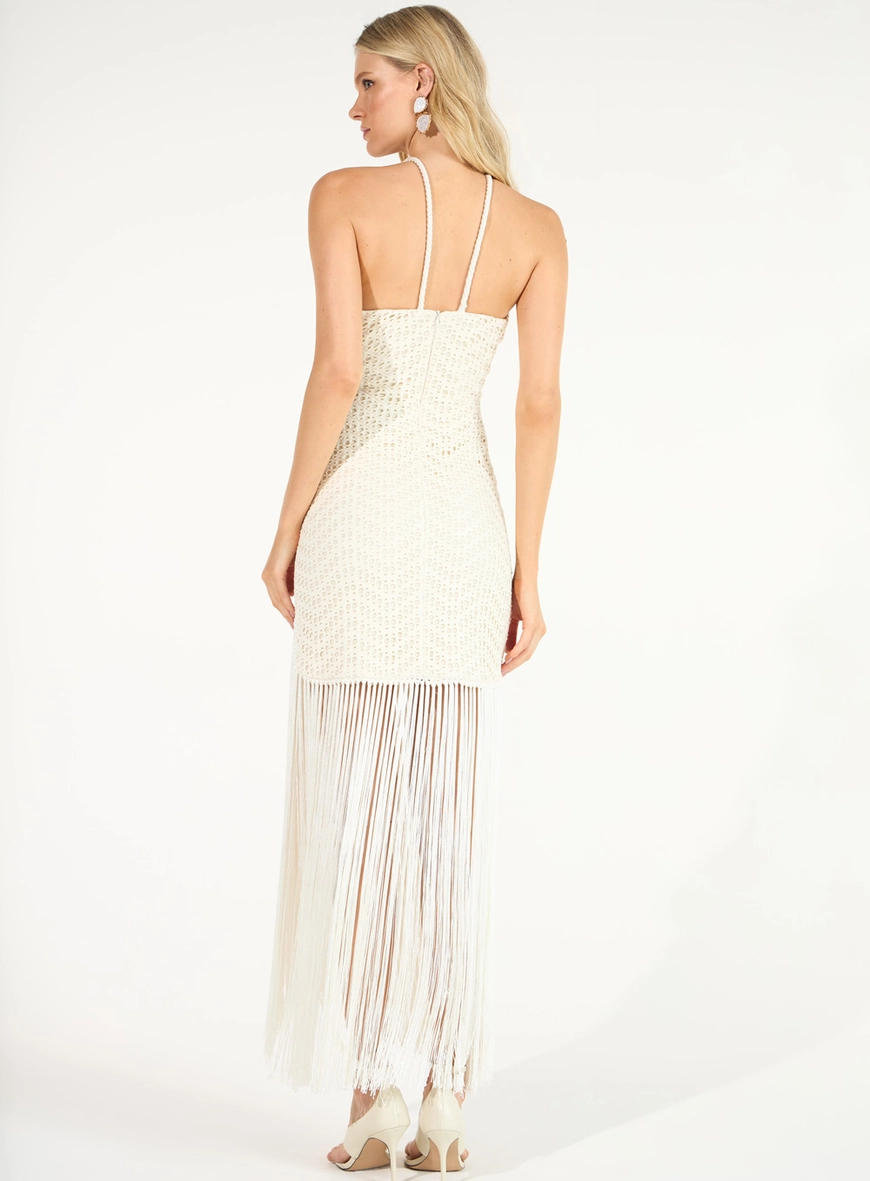 Vestido Curto Tela Franjas