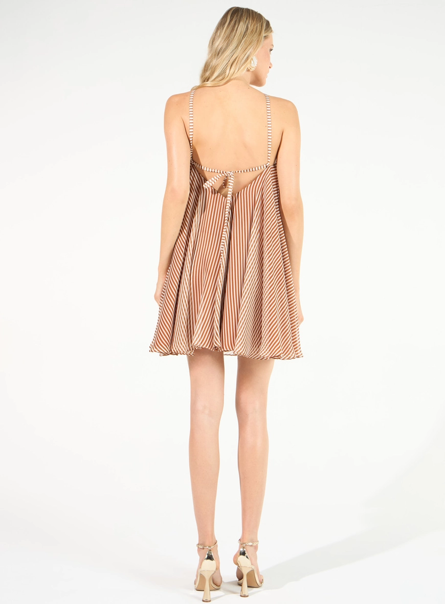 Vestido Curto Musseline - Listras