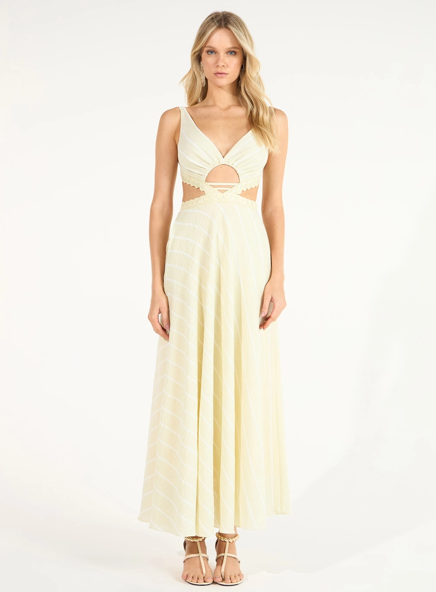 Vestido Midi Cut Out Listras