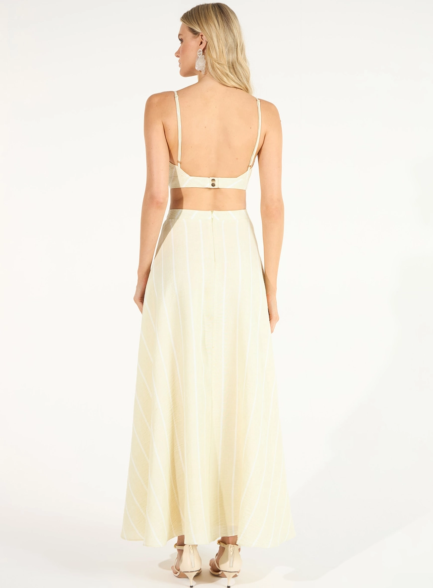 Conjunto Top Bordado E Saia Midi