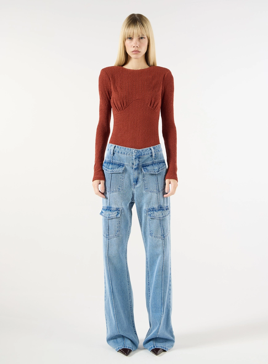 Calça Jeans Bolsos - Azul