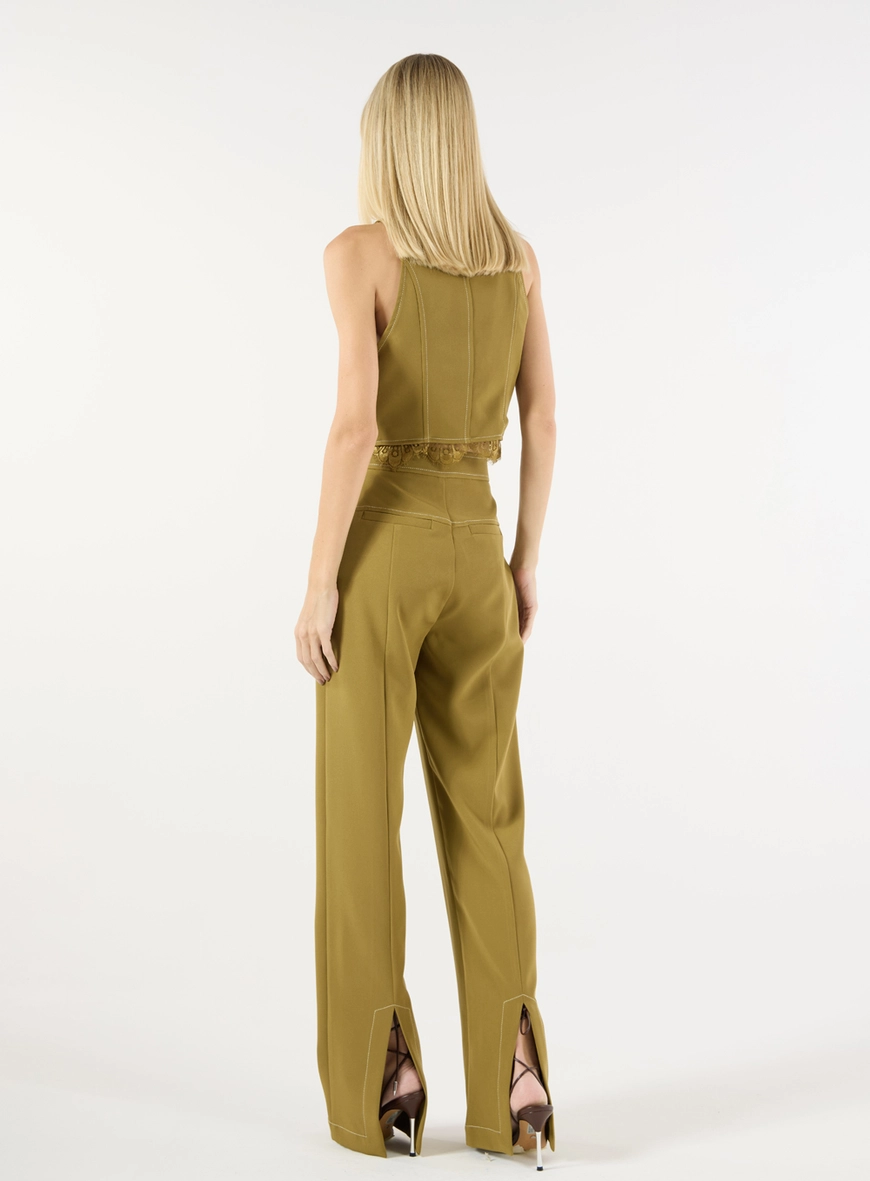 Calça Reta Detalhe Bolsos - Verde