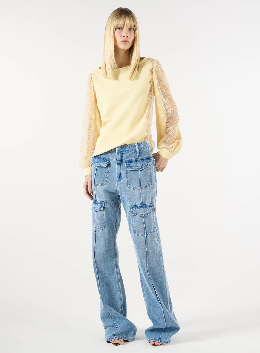 Blusa Crepe Manga Longa - Amarelo
