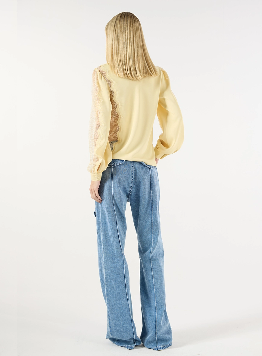 Blusa Crepe Manga Longa - Amarelo