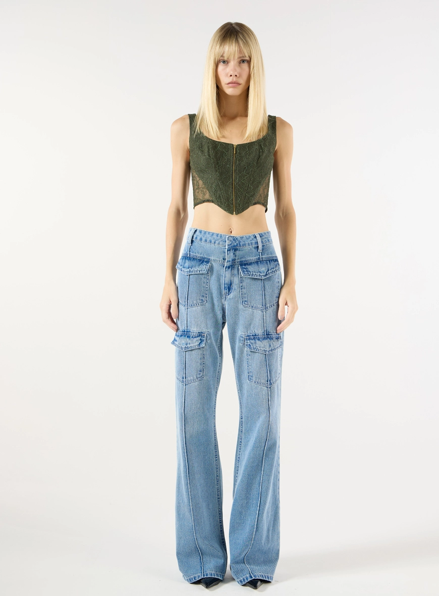 Top Corset Renda - Verde Oliva