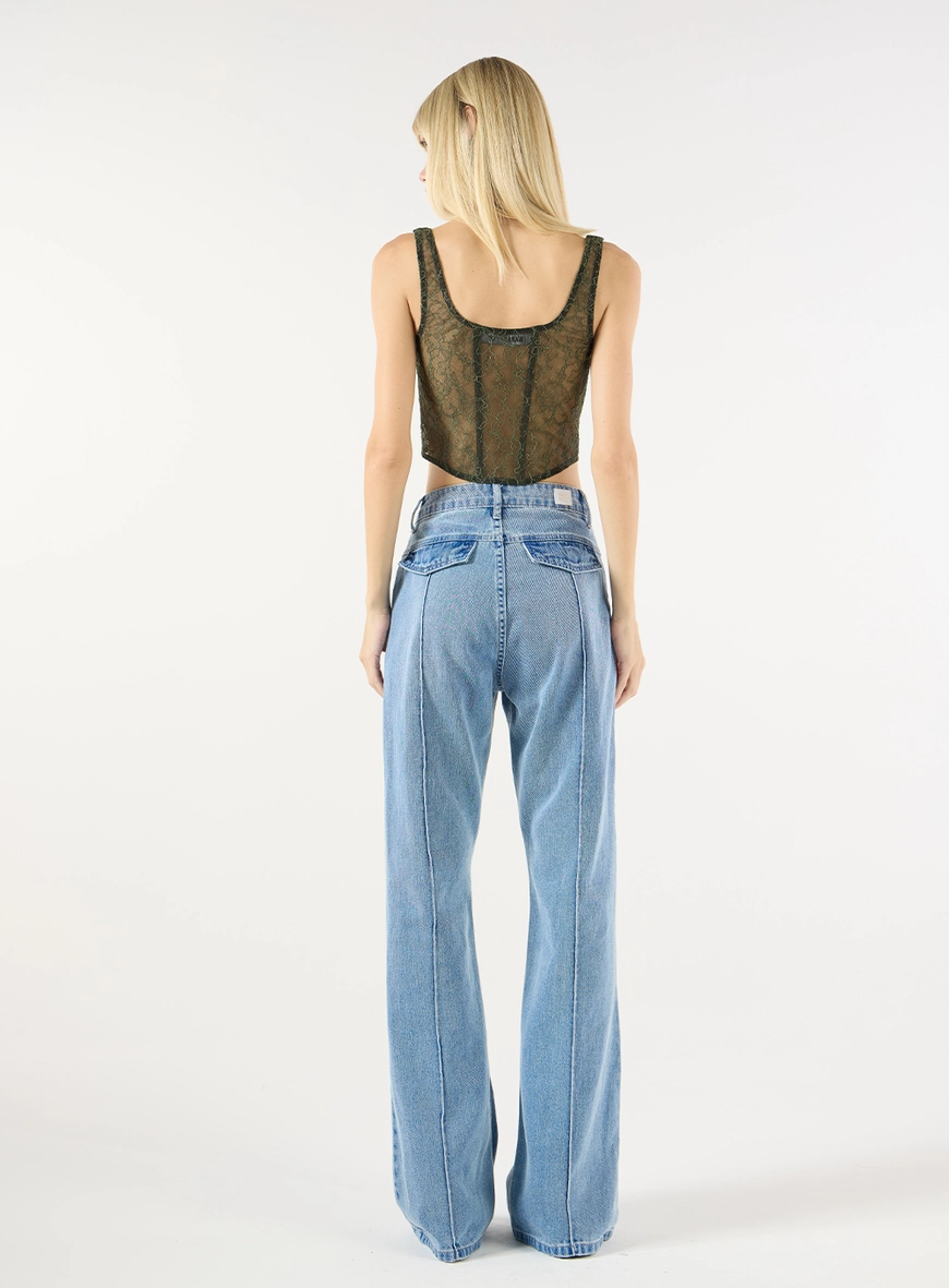 Top Corset Renda - Verde Oliva