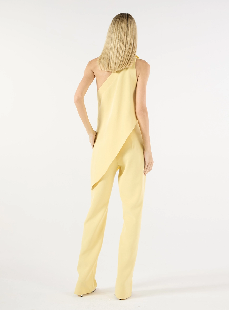 Conjunto Crepe Blusa Ombro Só E Calça - Amarelo