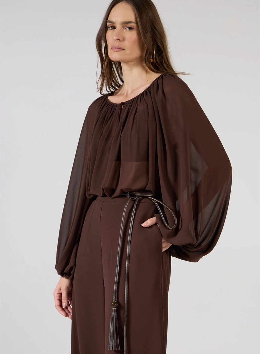 Blusa Chiffon Manga Bufante