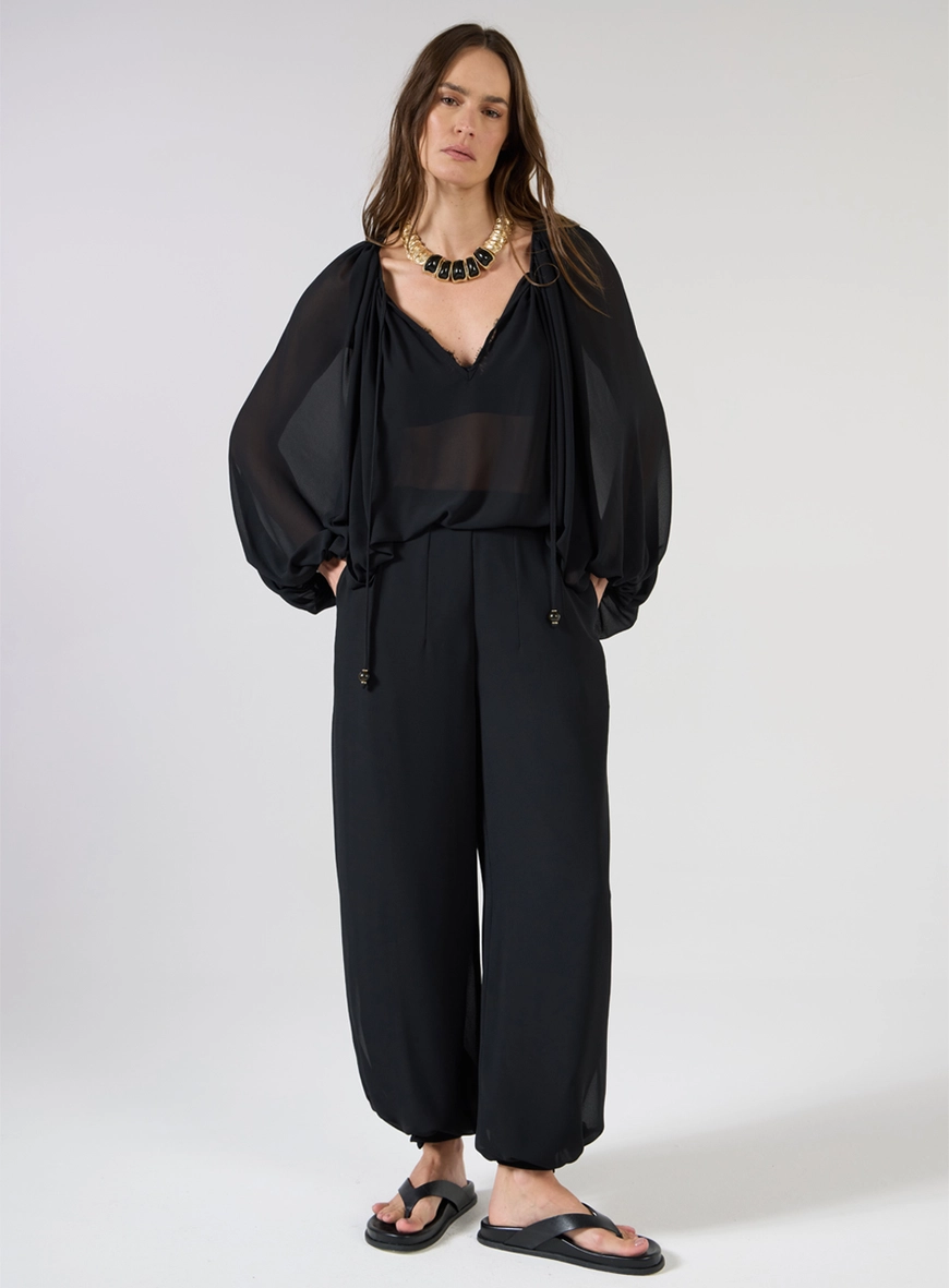 Blusa Chiffon Manga Bufante