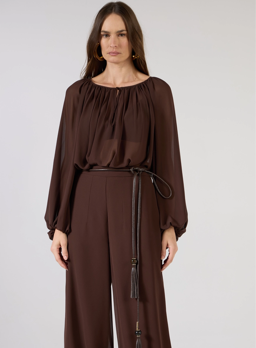 Blusa Chiffon Manga Bufante