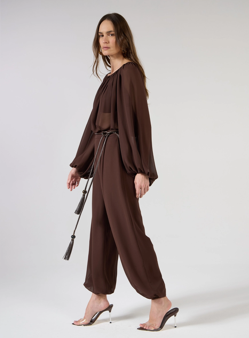 Blusa Chiffon Manga Bufante