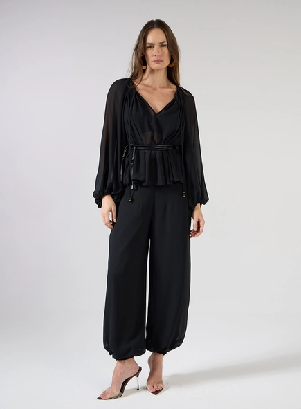 Blusa Chiffon Manga Bufante