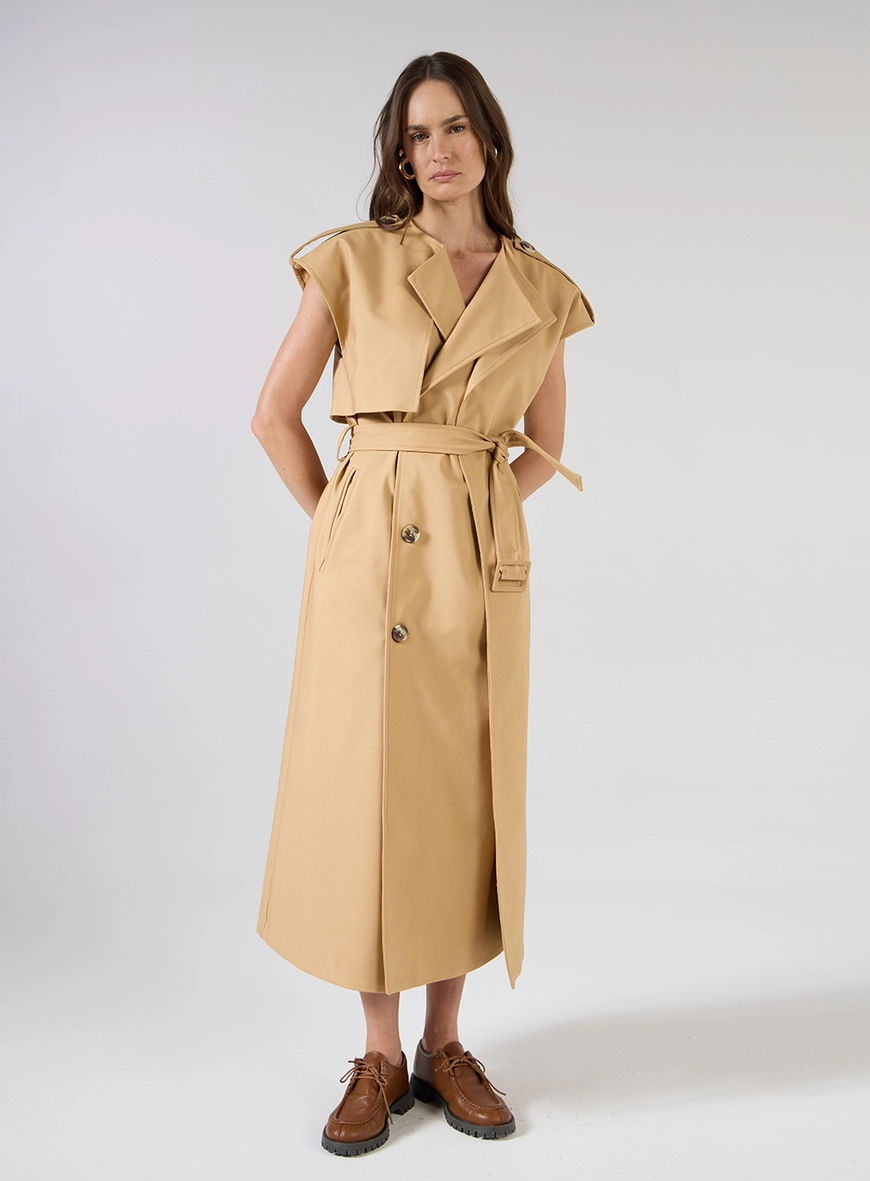 Vestido Trench Maxi Midi