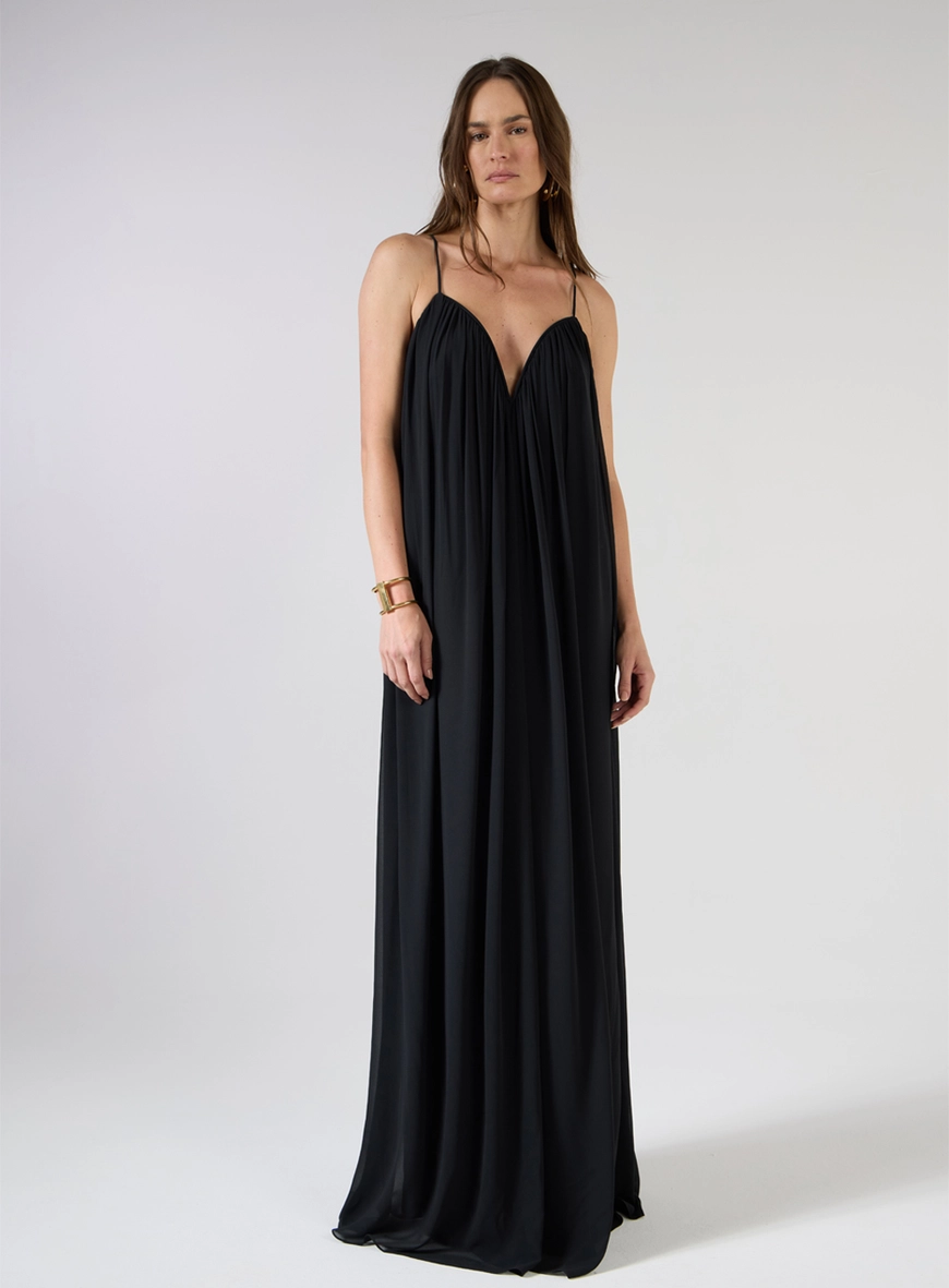 Vestido Longo Decote Coração