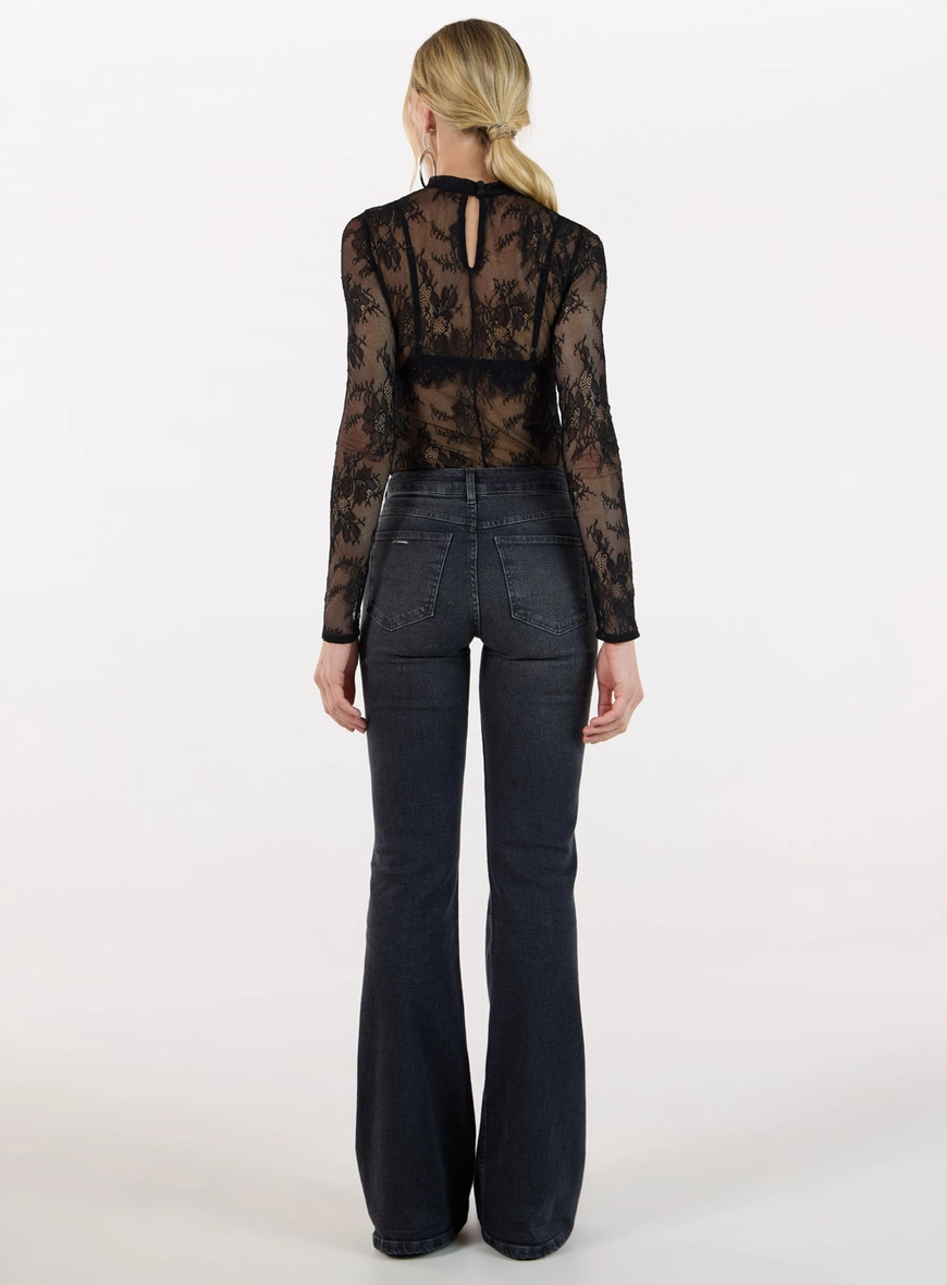 Blusa Renda Floral - Preto