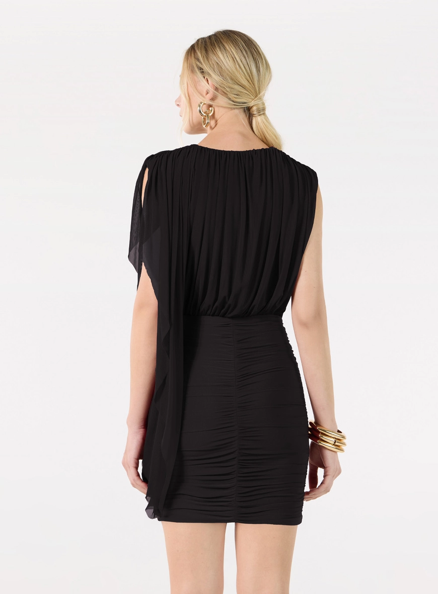 Vestido Curto Faixa Tulle Drapeado