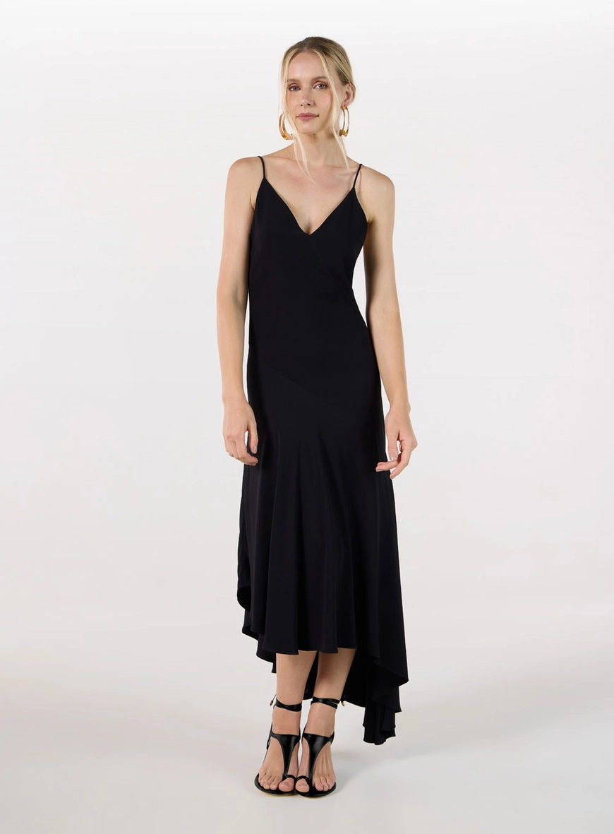 Vestido Midi Barra Assimétrica
