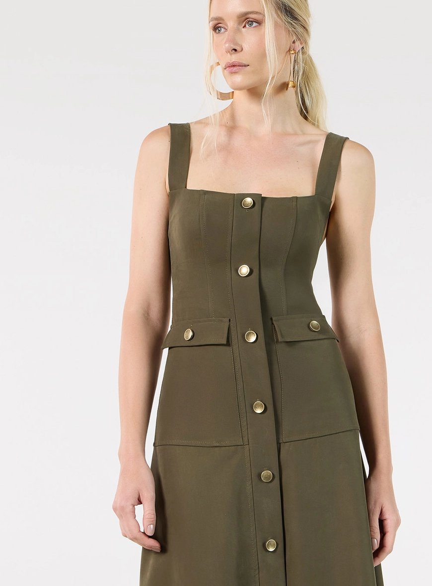 Vestido Max Midi Utilitário