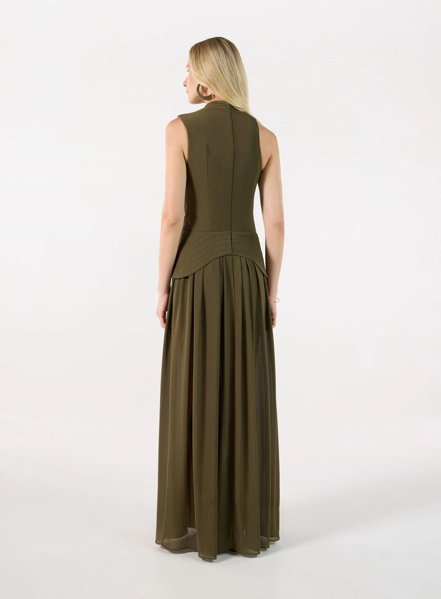 Vestido Longo Drapeado Assimétrico