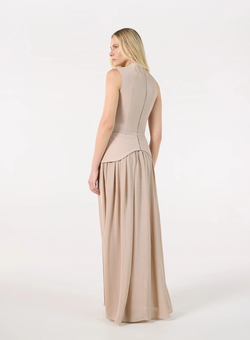 Vestido Longo Drapeado Assimétrico