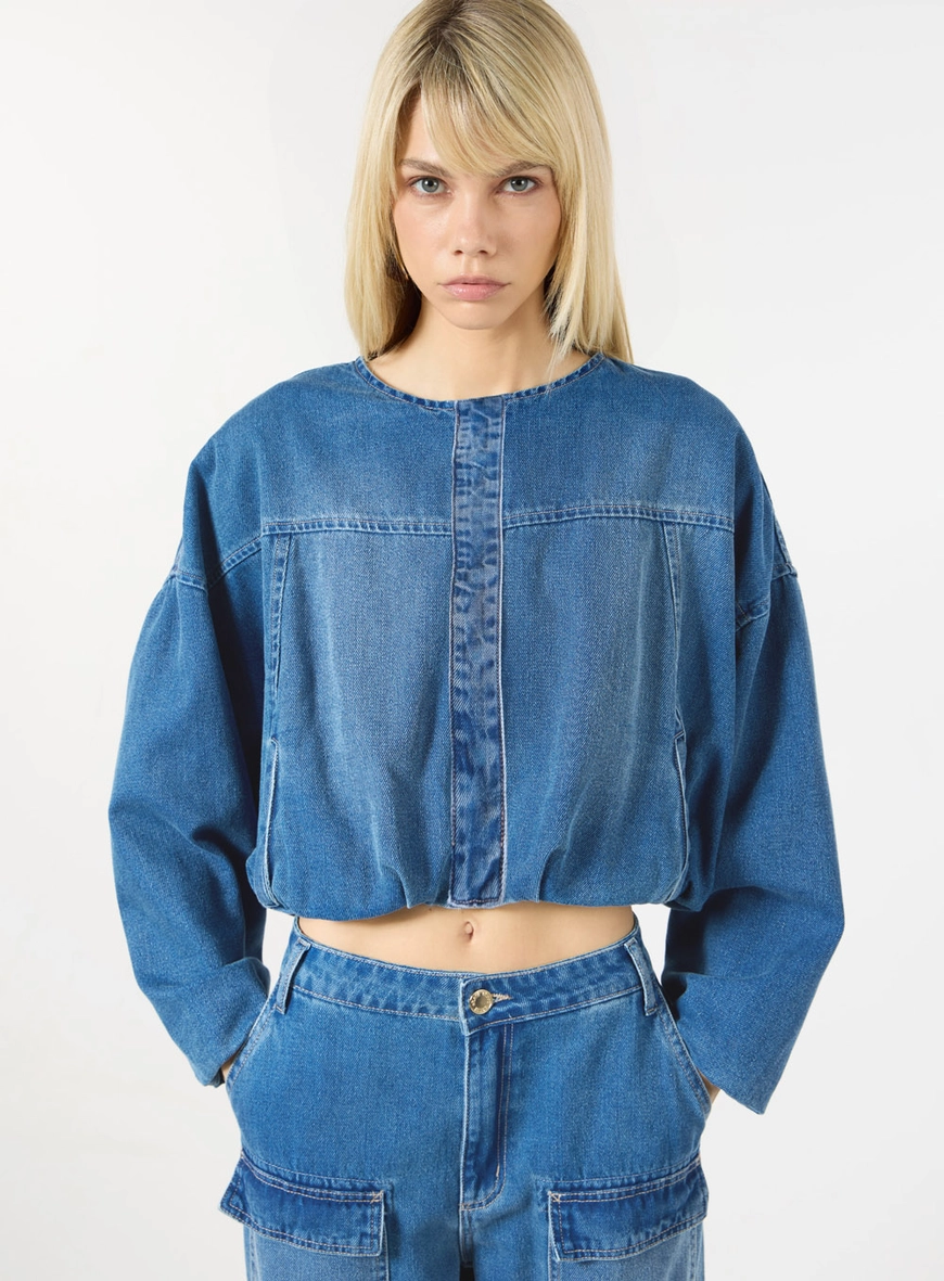 Jaqueta Jeans Balonê - Azul