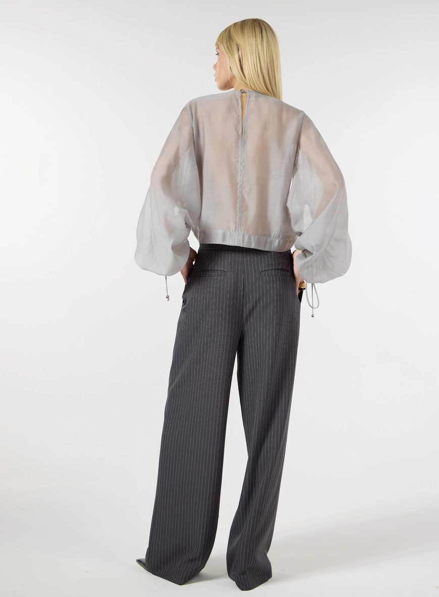 Blusa Liocel Manga Balonê - Cinza