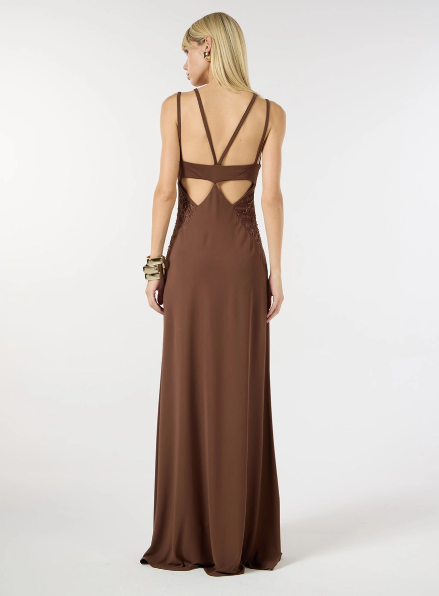 Vestido Longo Detalhe Em Renda