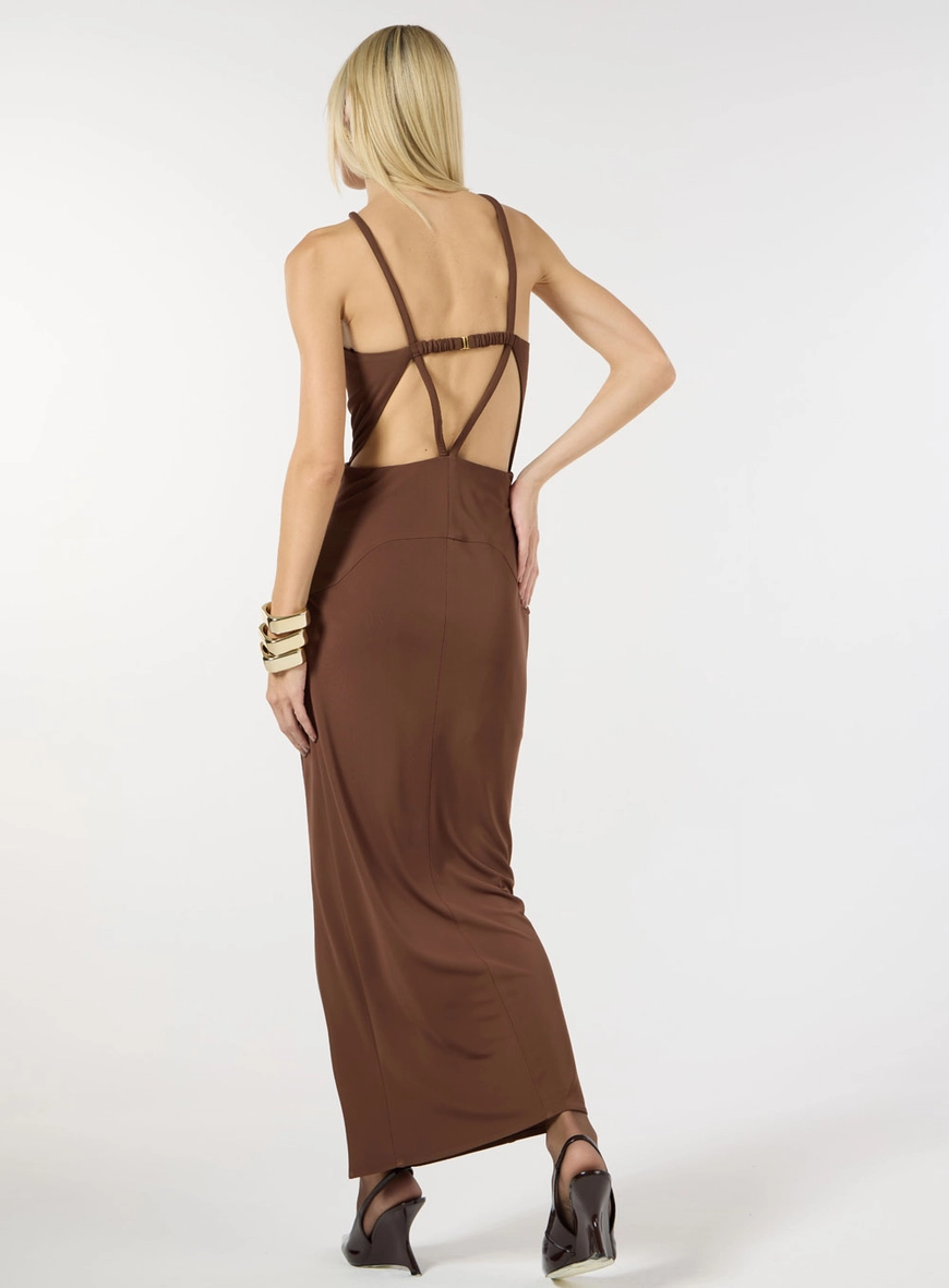 Vestido Midi Jersey - Marrom Amarula