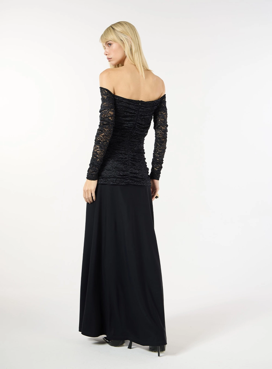 Vestido Longo Ombro A Ombro - Preto