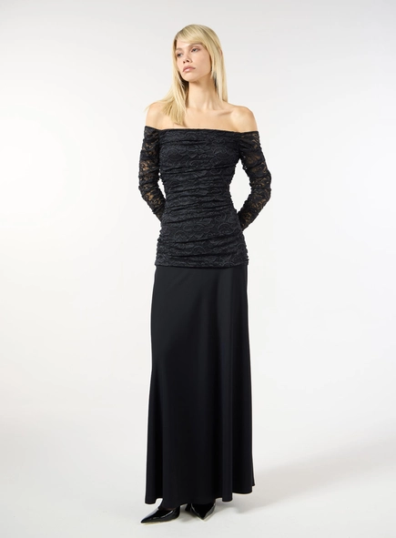 Vestido Longo Ombro A Ombro - Preto
