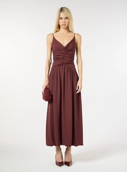 Vestido Midi Balonê - Bordô