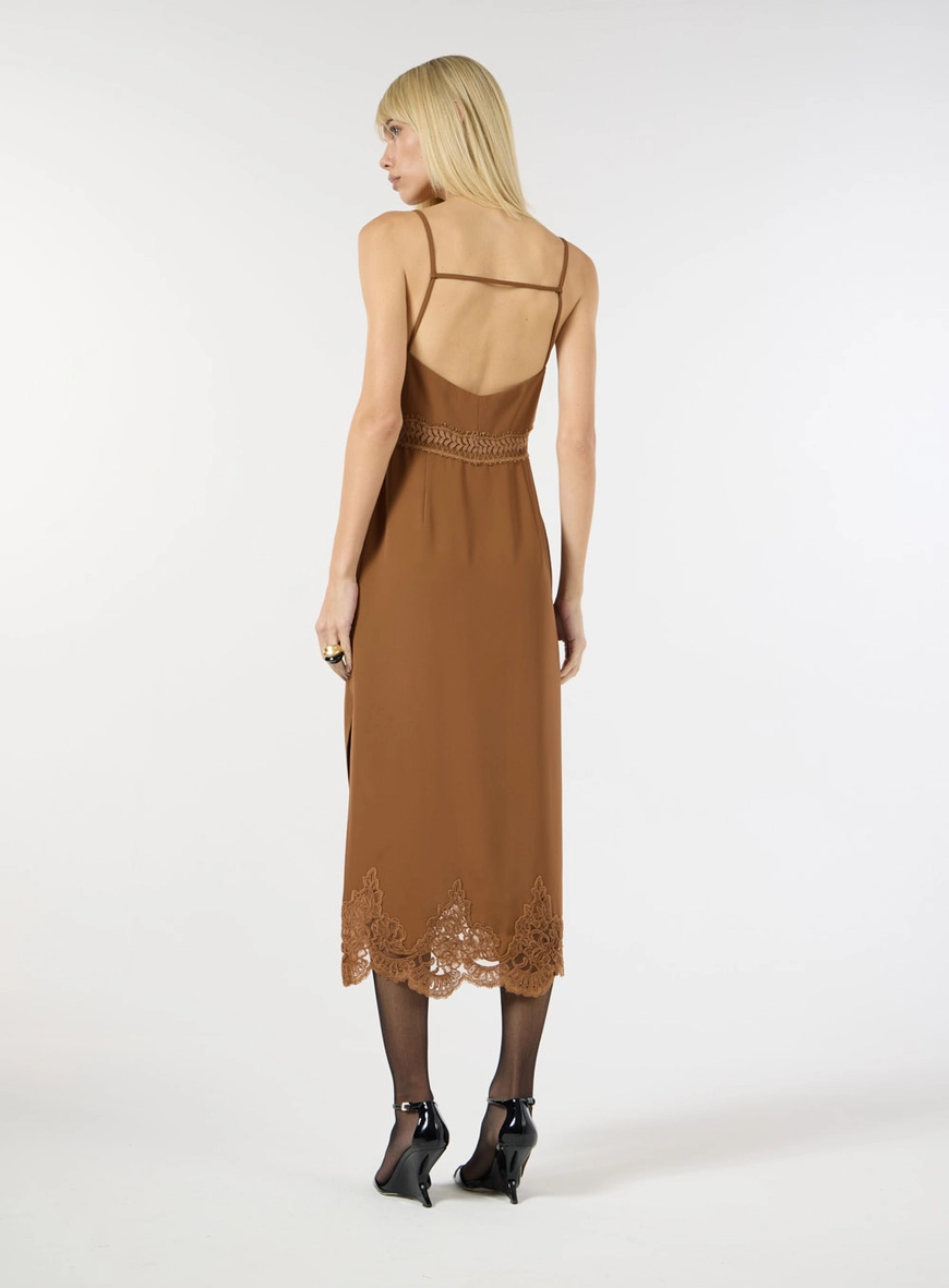 Vestido Midi Lingerie - Marrom Bourbon