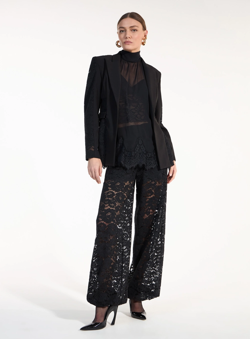 Calça Balloon Renda - Preto
