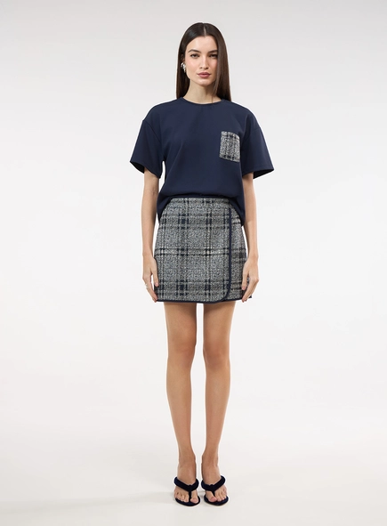 T-shirt Bolso Tweed - Azul