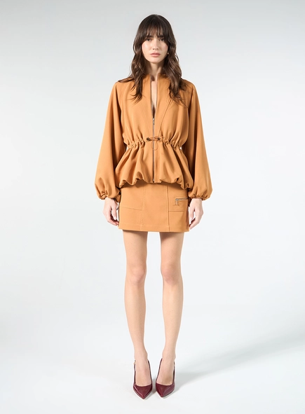 Short Saia Crepe Utilitário - Caramelo