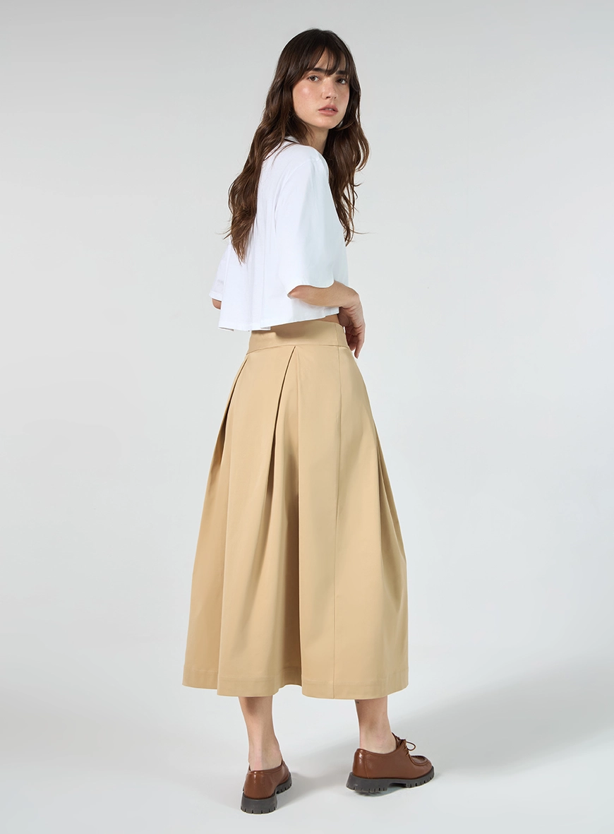 Short Saia Alfaiataria Cotton - Cáqui