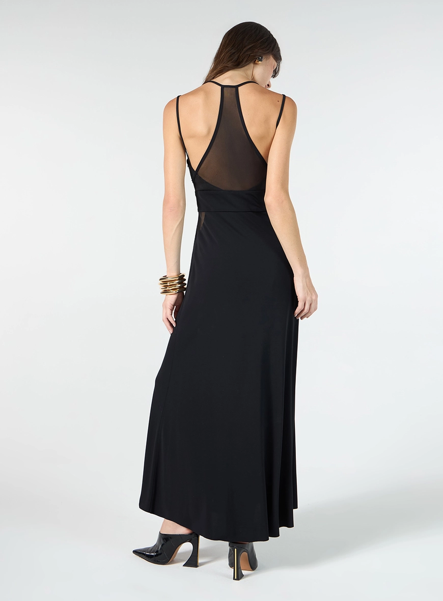Vestido Midi Detalhe Tule - Preto