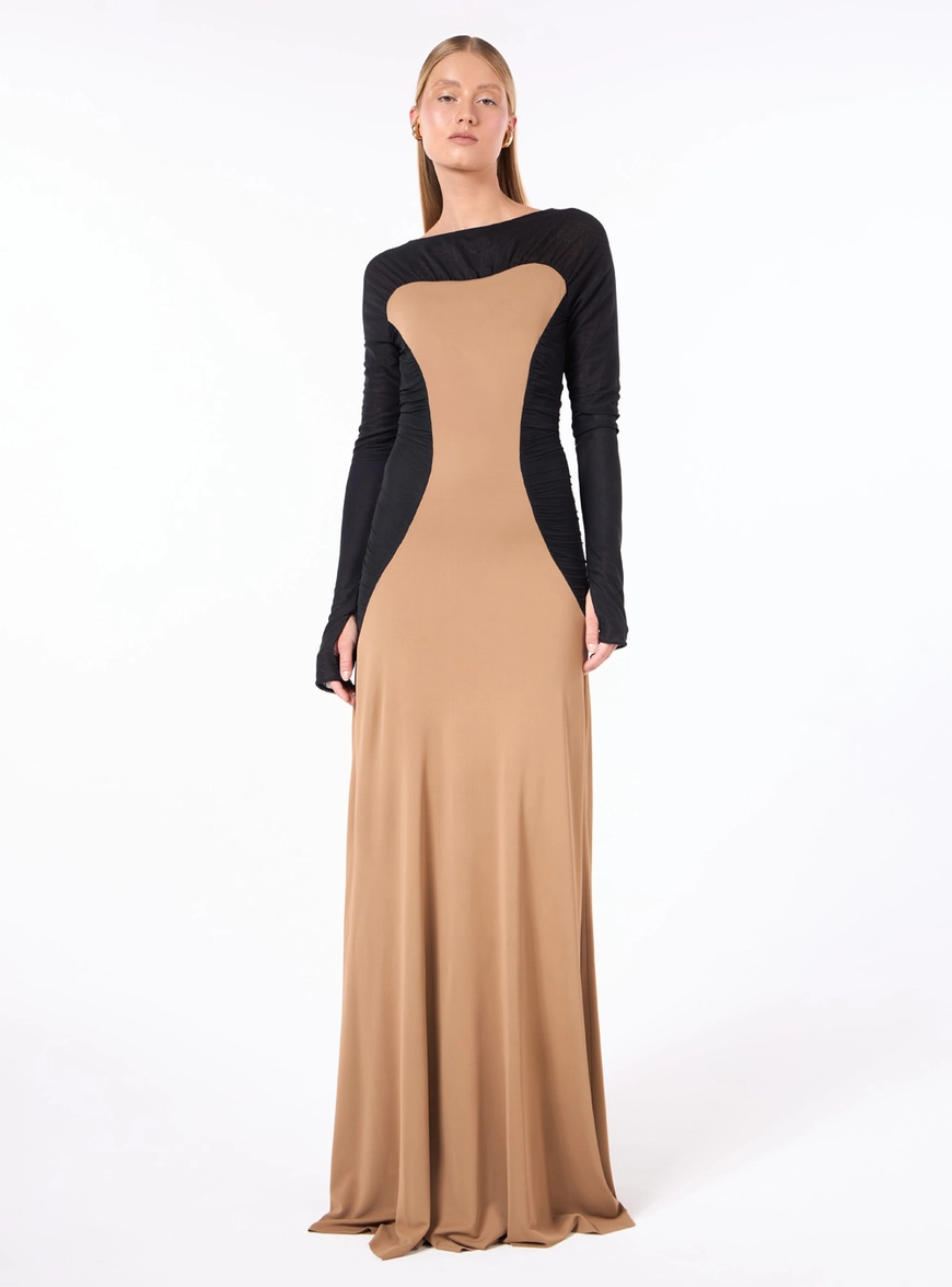 Vestido Longo Malha - Cáqui