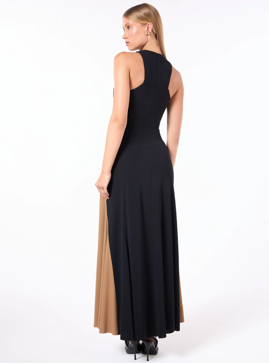 Vestido Midi Malha Bicolor