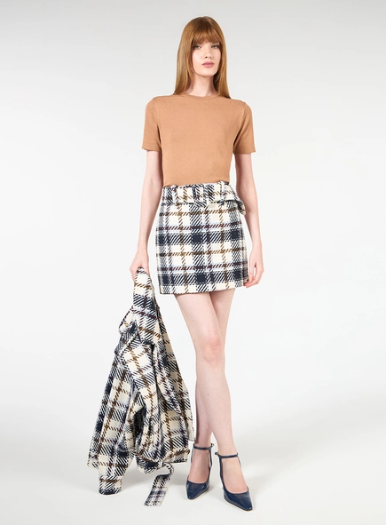 Saia Curta Tweed Xadrez