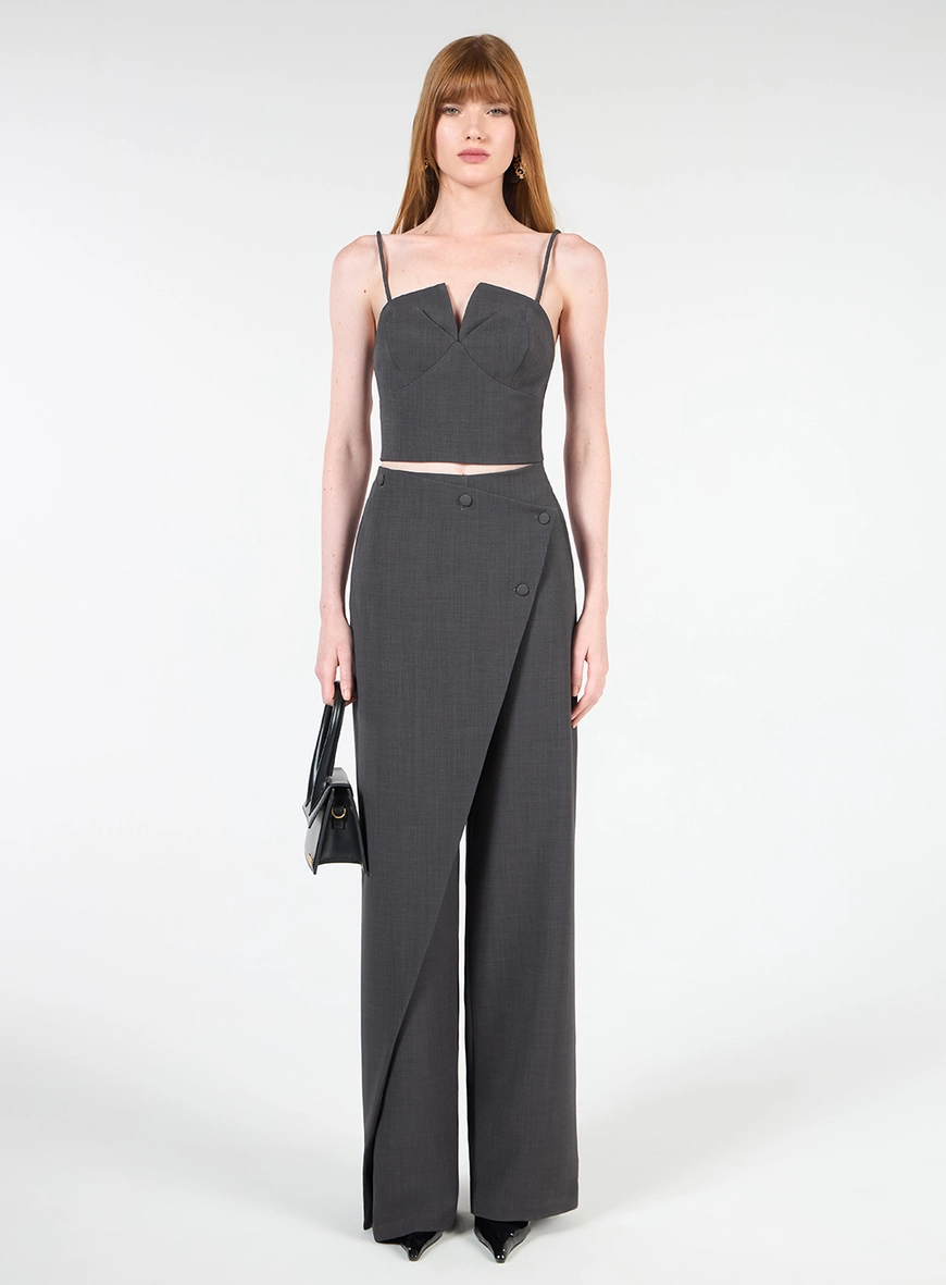 Conjunto Top E Calça Envelope - Cinza