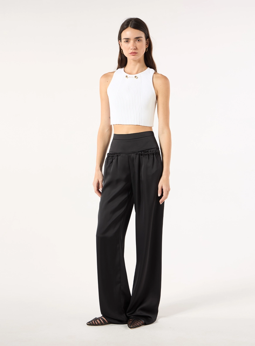 Calça Reta Acetinada - Preto