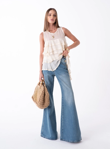 Calça Jeans Wide Leg - Azul