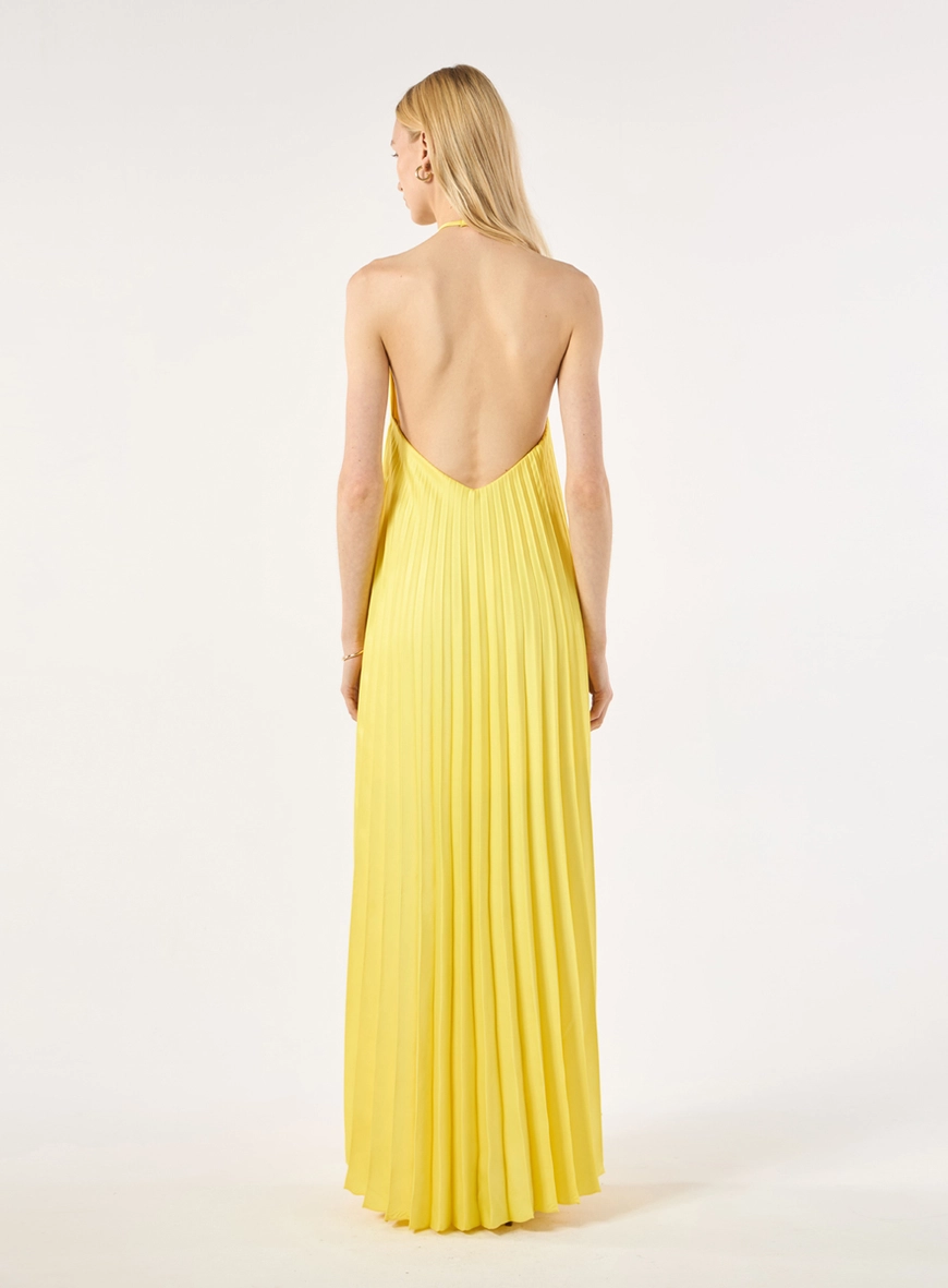 Vestido Longo Plissado Frente Única