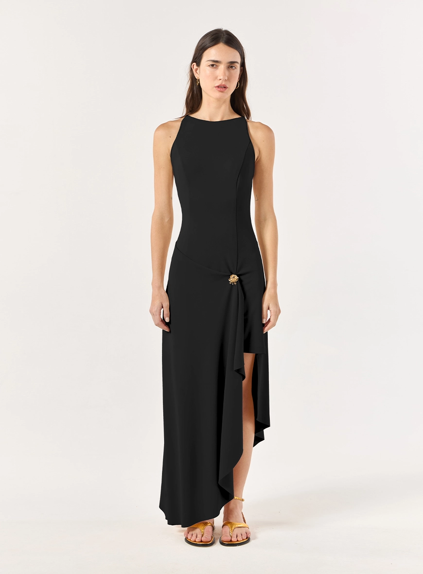 Vestido Malha Barra Assimétrica