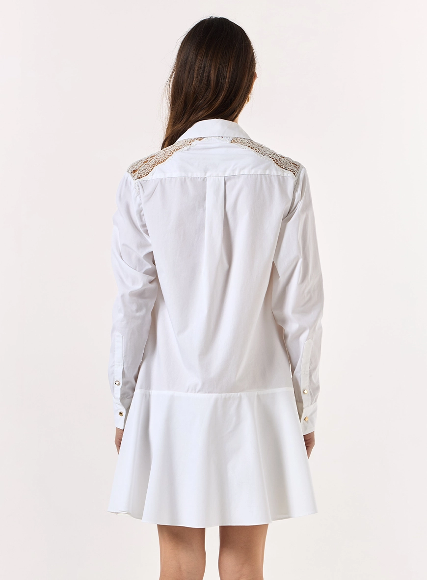 Vestido Chemise Curto Tricoline - Off White