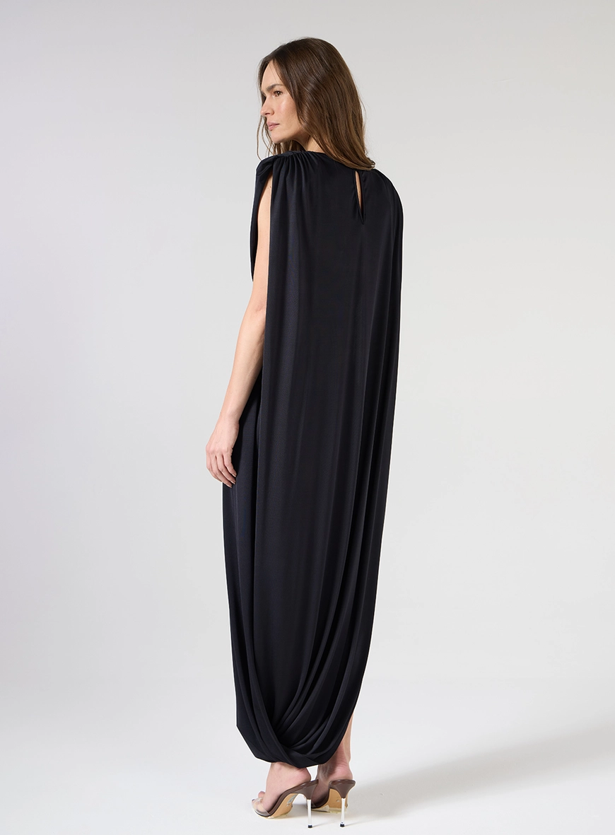 Vestido Midi Capa Assimétrica