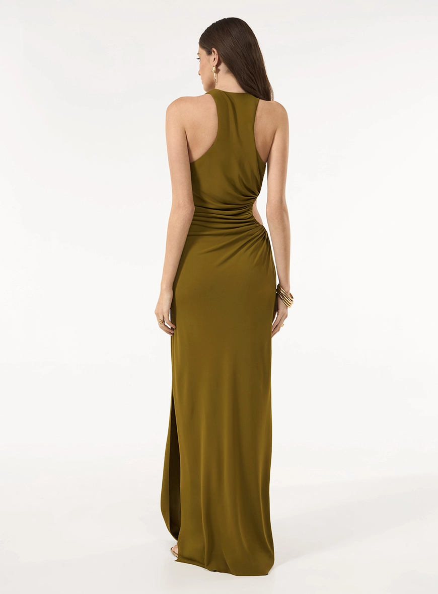 Vestido Longo Malha Cut Out - Verde